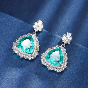 新款珠宝铜底镀金仿真祖母绿时尚套装饰品耳环项链戒指女