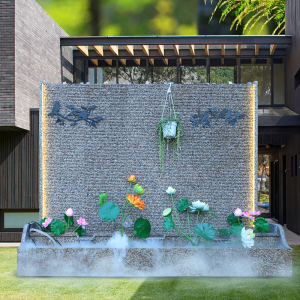 大型庭院假山水幕墙流水屏风造景入户花园室外石头鱼池园林景观