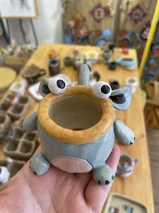 【梦马手工陶瓷】手捏多肉花盆盘子托盘壶盛摆件纯手工制作陶艺