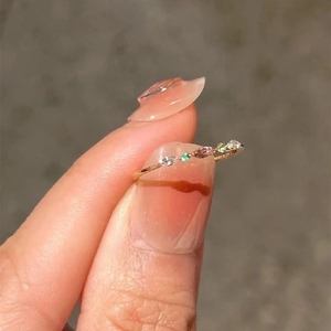 mini小彩钻戒指甜美气质小众设计简约碎钻可调节素戒送女生礼物