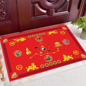 运过门垫新款太极五帝钱五行招财黄色地垫招财神兽纳福脚垫3人付款15