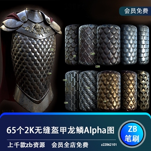 笔刷 金属盔甲铠甲纹理鳞片图案花纹插画装饰笔刷刘念臣1204000