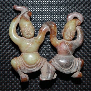 带血沁汉代老和田玉圆雕舞人胡人摆件古玉老玉古玩古董包老保真品