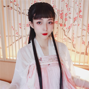 齐刘海汉服古风古装假发中华风cos整顶造型全头套式发型少女假发
