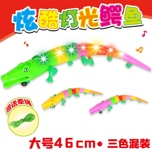 儿童玩具批发新款电动鳄鱼万向爬行灯光音乐仿真动物夜市地摊货源