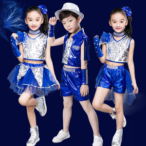 2024新款儿童演出服装表演服饰大眼睛舞蹈蓬蓬裙爵士舞台亮片服装