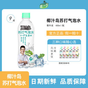 椰汁岛气泡苏打水饮用水白桃青瓜卡曼橘网红饮品整箱480ml*9瓶装