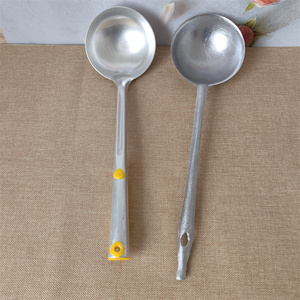 老式铝勺子汤勺家用做蛋饺勺纯铝长柄铝勺大号炒勺传统铝粥勺