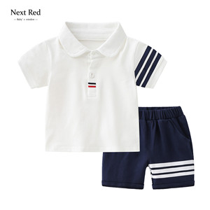 英伦风Next Red童装夏季新款男宝宝短袖纯棉薄款休闲套装外出服