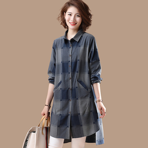 秋装格子衬衫女长袖棉麻上衣-淘宝拼多多热销秋装格子衬衫女长袖棉麻