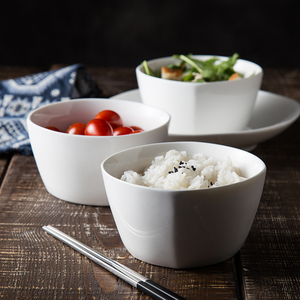 陶瓷吃饭小碗4.5英寸4/6个装创意北欧方碗饭店餐具家用碗米饭碗