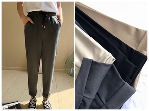休闲裤脚抽绳女