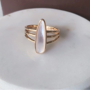 女王凤凰螺 agete风格 异形白贝戒指 925银镀金 个性指环