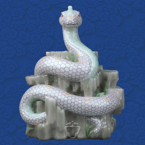 蟒仙真身吉祥蟒富贵蟒吉祥蛇仙汉白玉工艺品神像客厅佛堂桌面摆件