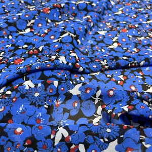 雪纺印花布料 3米35元包邮微透宝蓝色碎花连衣裙半裙雪纺面料