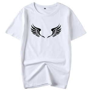 个性夏季纯棉翅膀印花短袖t恤男女超大码6xl5xl衣服小孩童装亲子