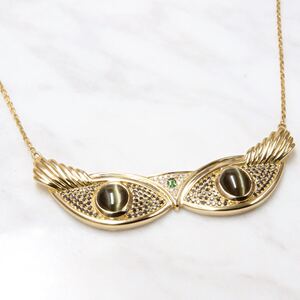 nora jue设计-the mask necklace 18k金镁柱晶石猫眼面具设计项链