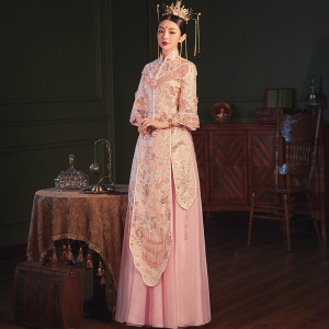 粉色秀禾服新款新娘结婚中式婚纱礼服女秀和禾服婚服嫁衣秀禾