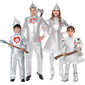 儿童节绿野仙踪COSPLAY服饰铁皮人舞台演出服亲子银色机器人衣服