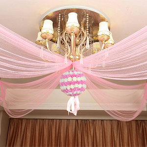 纱幔拉花套装婚房装饰吊顶浪漫卧室新房房顶布置楼梯扶手花球彩带