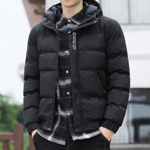 官方网店铺以纯男装冬季新款男士短款连帽韩版休闲外套羽绒棉服