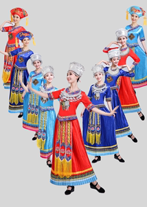 少数民族服装女成人苗族彝族土家族壮族哈尼傈僳族56个名族演出服