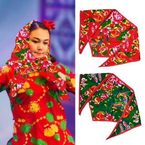 女童村姑采女头巾中老年东北大花布秧歌表演出服装头饰二人转头巾