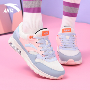 安踏女鞋夏季运动鞋女2021新款网面透气厚底休闲鞋气垫减震跑步鞋