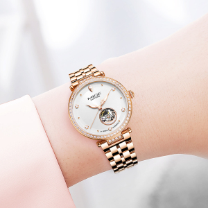 mige米格手表女全自动机械表镂空女士简约气质防水腕表官方正品