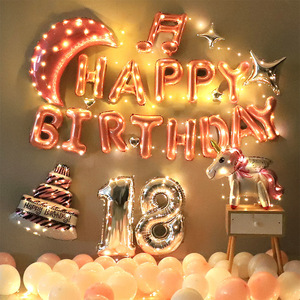 成人海报生日快乐气球派对背景墙装饰布置女孩男孩18岁拍照场景