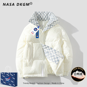 NASA羽绒服冬季轻薄款2023年新款情侣青少年白色工装帅气外套男装