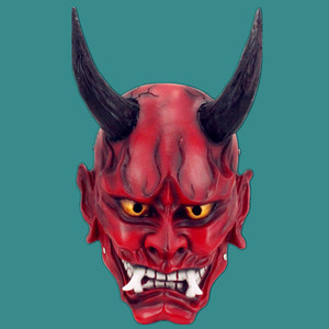 恐怖能剧日式赤般若面具鬼脸恶魔鬼首面罩万圣节舞会演出鬼屋道具