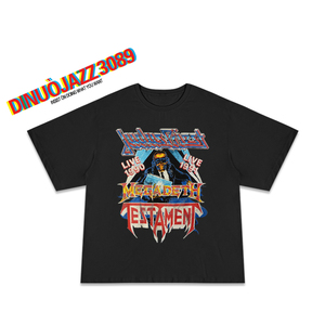 80年代激流金属摇滚乐队megadeth印花短袖t恤男高街复古潮牌衣服