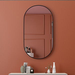 免打孔椭圆形金框智能浴室镜卫生间壁挂镜子防雾化妆镜带灯卫浴镜