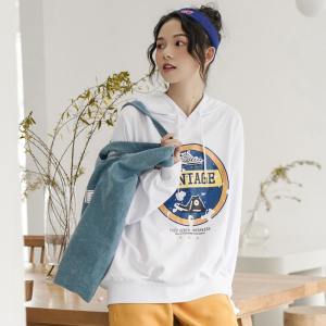 2020秋冬新款韩版春秋薄款白色卫衣女潮ins连帽内搭宽松带帽外套