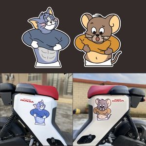 猫和老鼠秀腹肌搞笑车贴个性创意划痕遮挡摩托电动电瓶车装饰贴纸