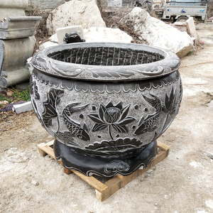 四合院户外石缸庭院养鱼石头鱼缸聚宝盆水缸石槽圆形花园中式装饰