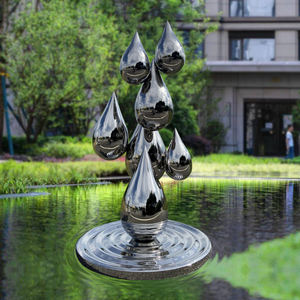 不锈钢镜面水滴涟漪雕塑装饰户外草坪酒店水景大摆件庭院精致花园