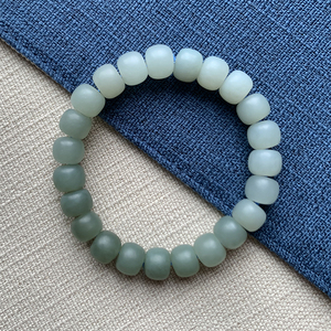 新疆和田玉且末料蓝调渐变色手链男女精品老坑料老型珠子单圈手串