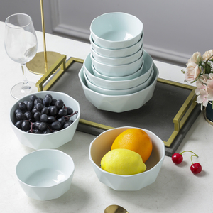 钻石碗饭碗汤碗 ins风轻奢青影纯色陶瓷家用吃饭碗面碗汤碗高颜值