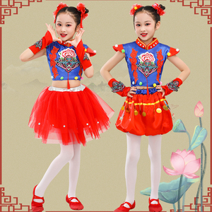 六一中国小梦娃舞蹈服装男女童幼儿园演出服喜庆打鼓开门红表演服