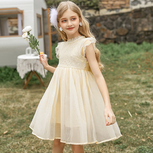 女童连衣裙新款夏季欧美童装洋气中大童礼服裙儿童女孩网纱公主裙