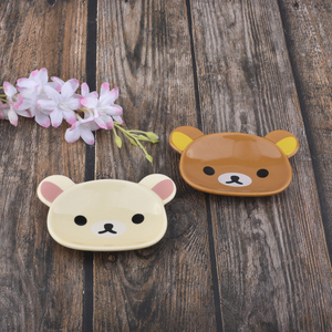 日本出口尾单可爱轻松熊动漫卡通陶瓷碟子小吃碟调味碟创意小熊碟