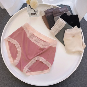 小兰裙内裤女纯棉少女抗菌蕾丝边螺纹高弹包臀中腰不卡档日系短裤