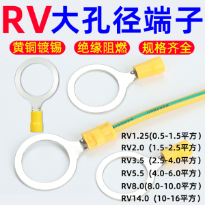 RV冷压接线端子大孔径圆形预绝缘法兰跨接桥架铜鼻接地线鼻子线耳