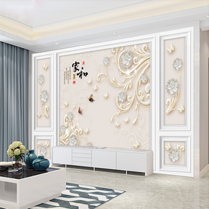 欧式18d立体浮雕电视背景墙壁纸客厅现代影视墙布装饰5d凹凸壁画