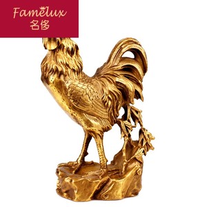 黄铜公鸡摆件铜鸡金鸡中式家居装饰品客厅生肖鸡摆件工艺品ch0730