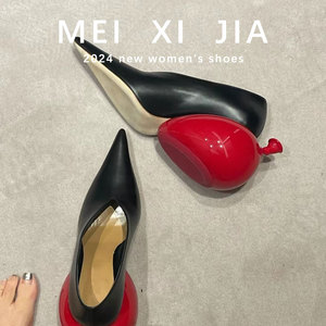 羊皮版！欧洲站女鞋欧货潮鞋子小众设计异形跟广州高跟鞋尖头单鞋