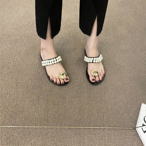 2022炸街娘惹拖鞋女夏季外穿平底海边辣妹凉鞋珍珠套趾绝美凉拖鞋