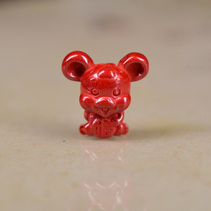 天然原矿帝王砂小老鼠 福鼠配件 高含量朱砂米老鼠手链手串配饰